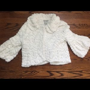Alberto Makali Faux Fur White Sequin Crop Jacket